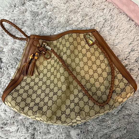 Gucci Handbags - Gucci Beige and Brown Shoulder Bag